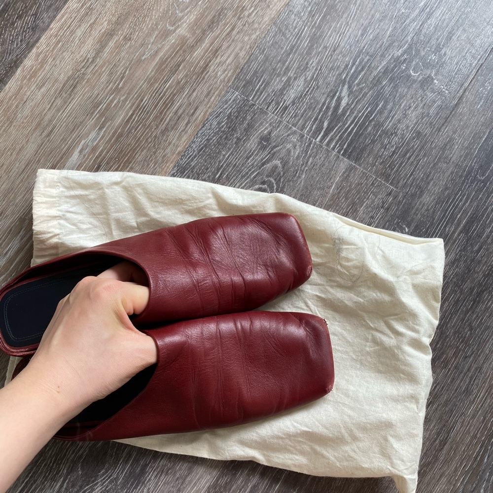Celine burgundy lambskin slipper